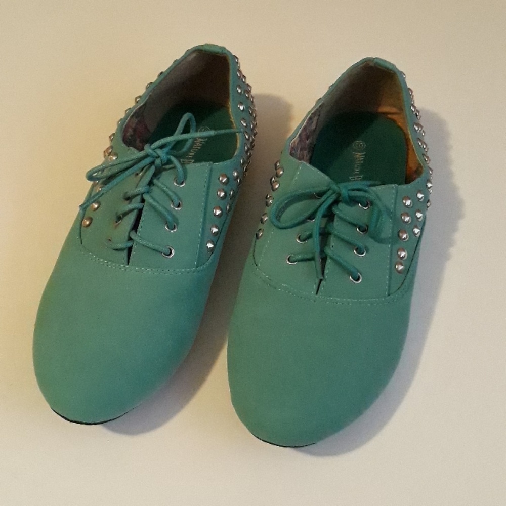 Nature Breeze Studded Teal Oxfords